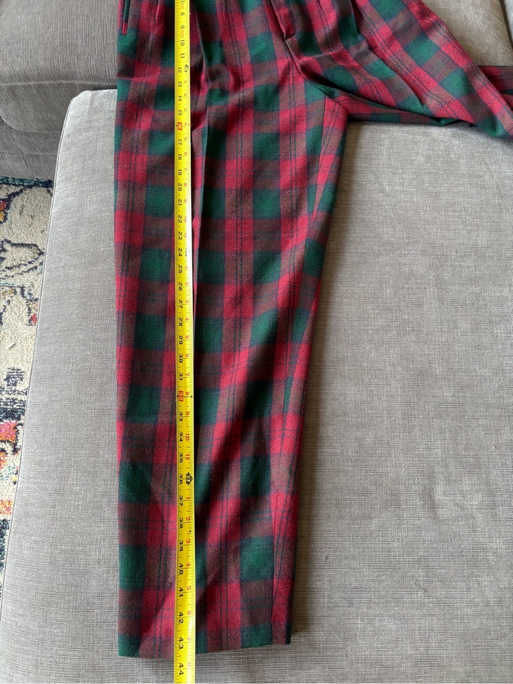 VTG Giorgio Sant Angelo 100% Wool Plaid Trousers Pants High Waisted 27" Waist S - Picture 7 of 10
